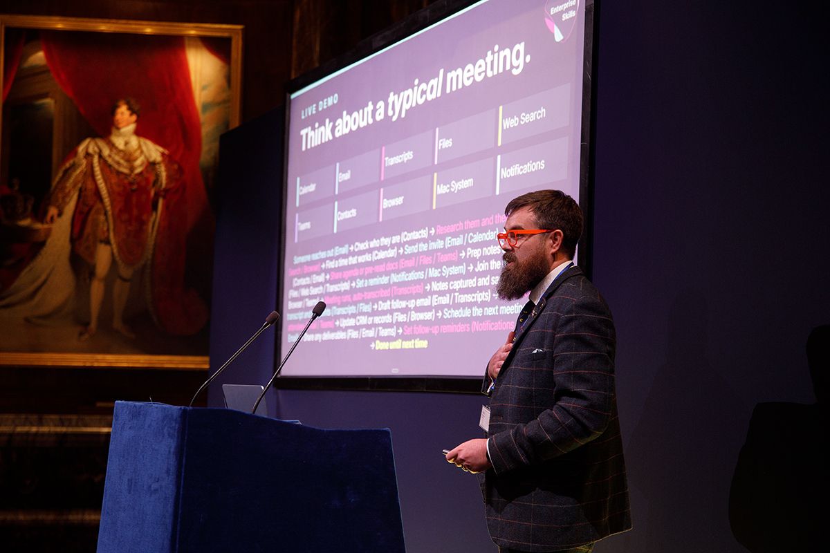 Chris Simmance delivering the Raleigh Lecture at Mansion House