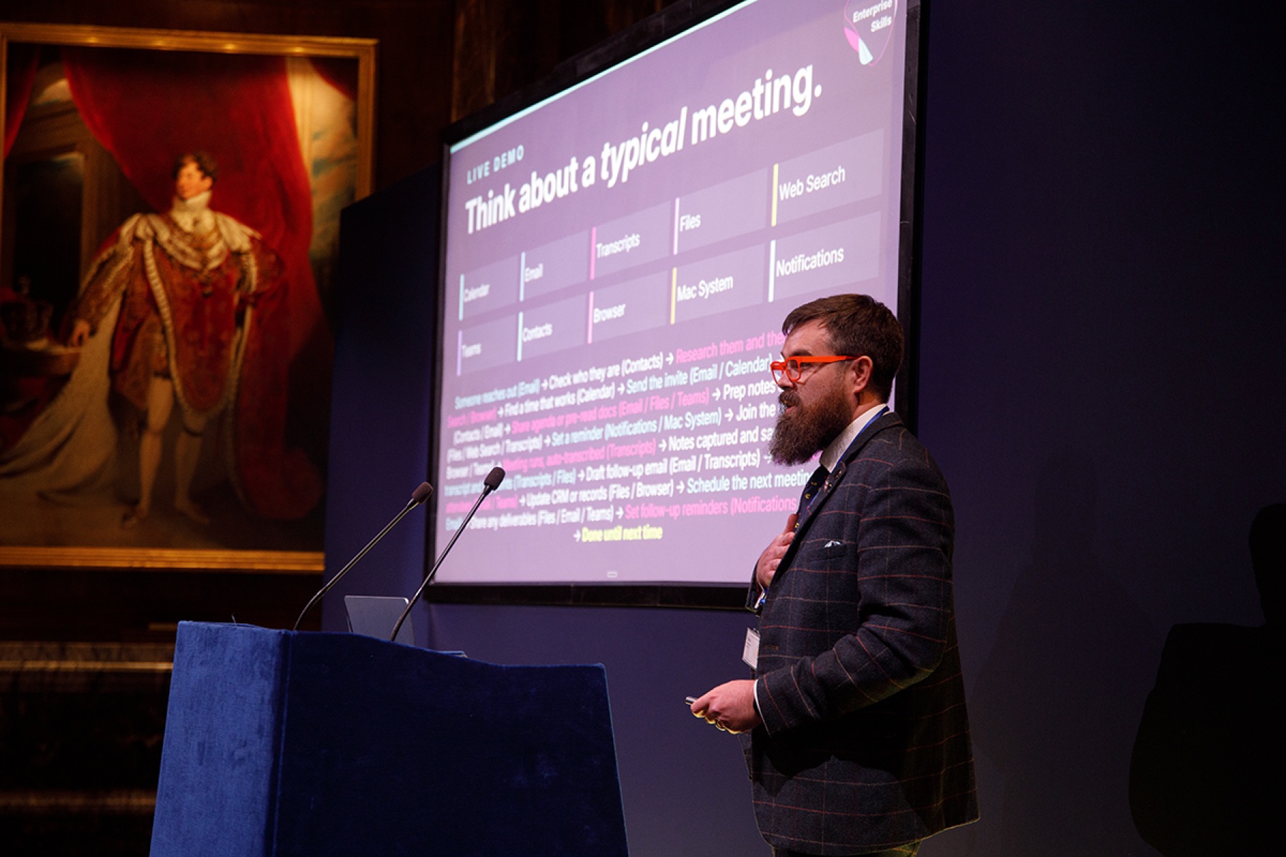 Chris Simmance delivering the 2026 Raleigh Lecture keynote at Drapers' Hall